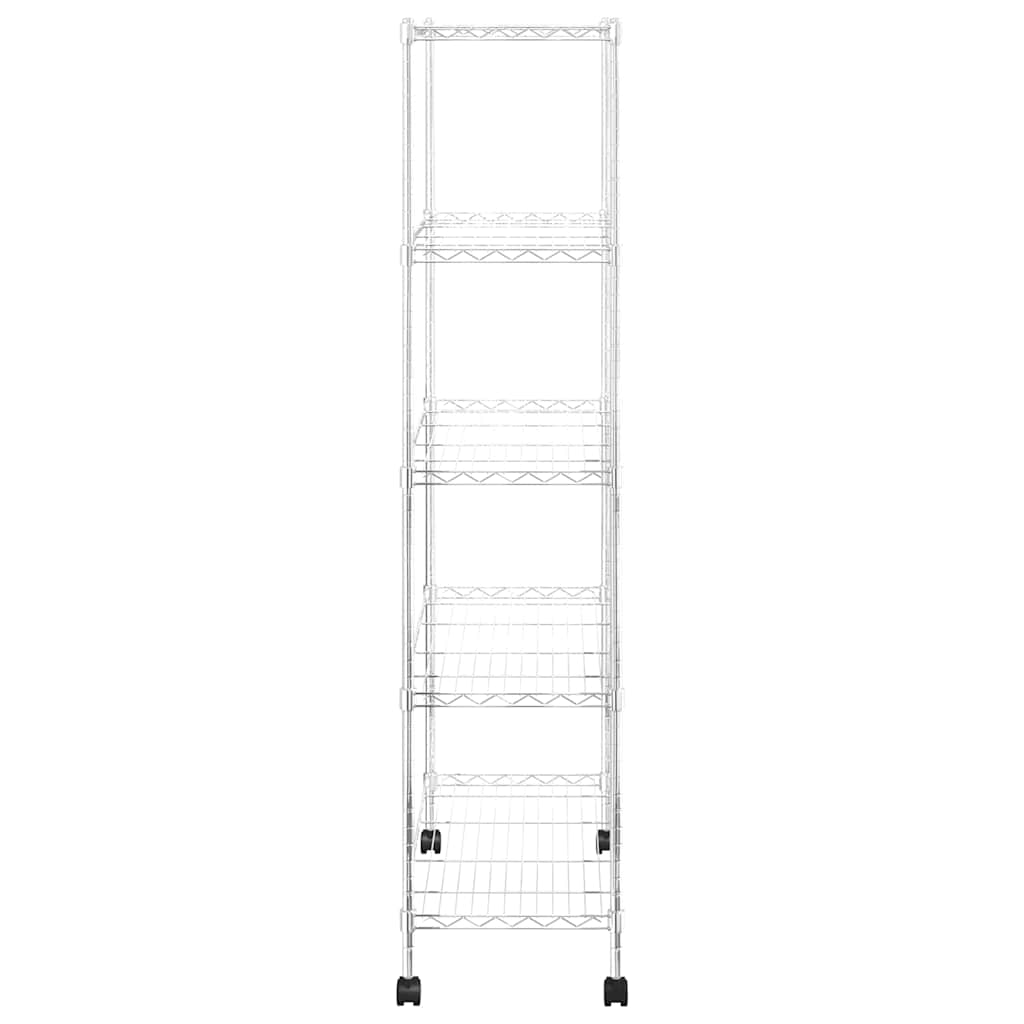 Lagerregal mit 3 Böden und Rollen 60x35x81 cm Verchromt 150 kg