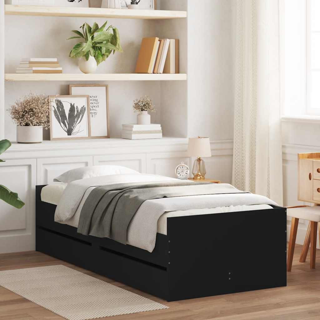 Bett mit Schubladen Braun Eiche-Optik 75x190 cm