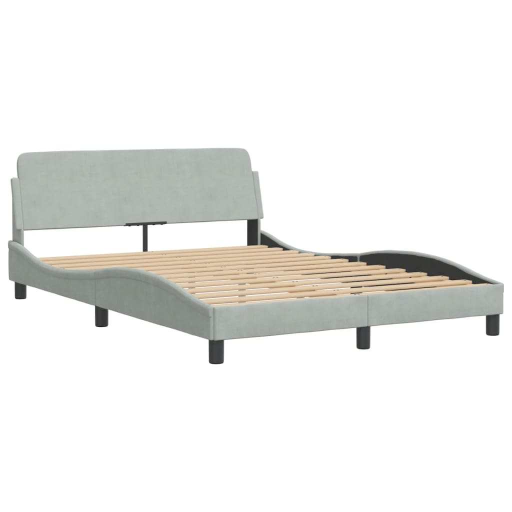 Bett mit Matratze "Hanko" Hellgrau 80x200 cm Samt