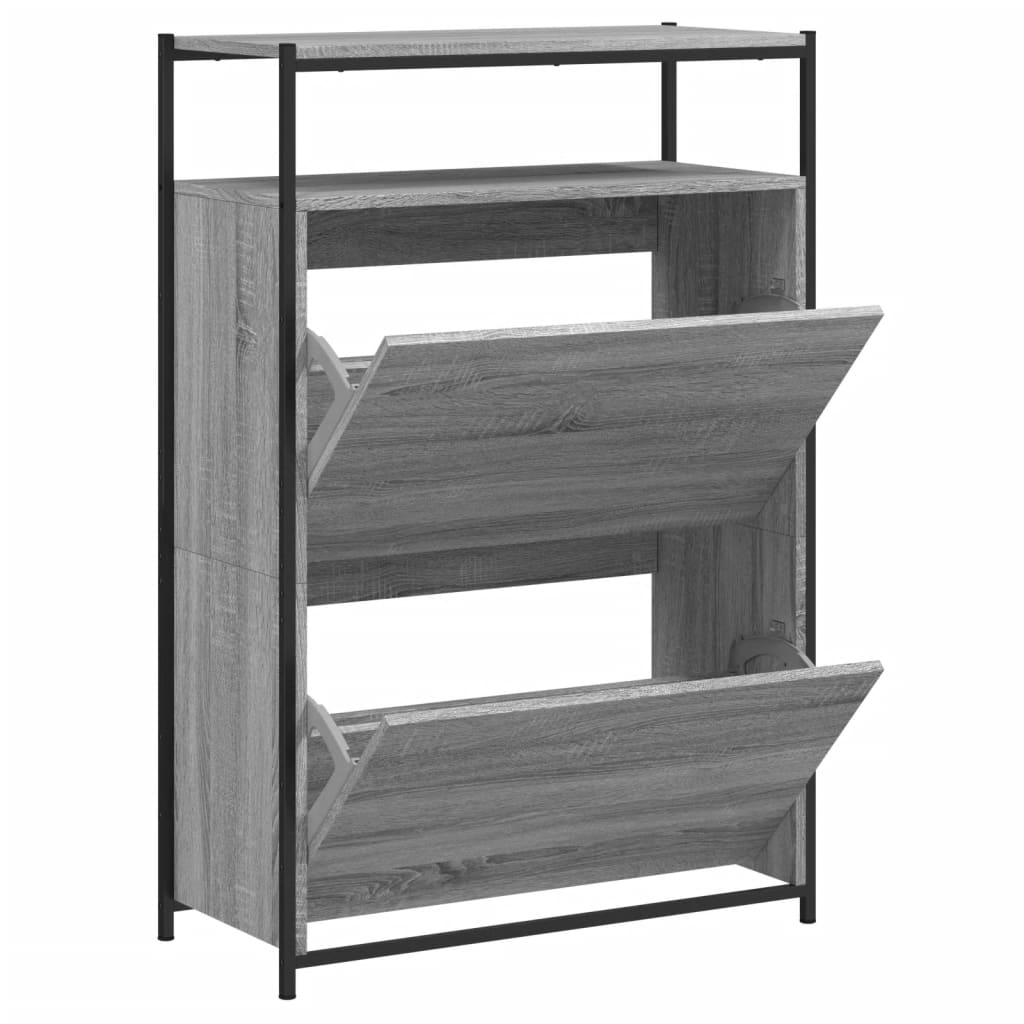 Schuhschrank mit 4 Klappen Sonoma-Eiche 100x34x112 cm