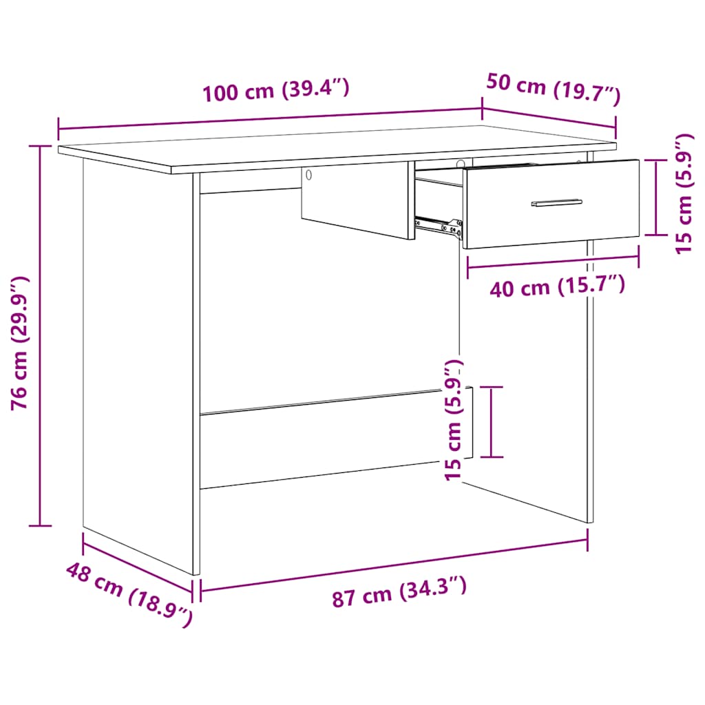 Schreibtisch Weiß 100x50x76 cm Holzwerkstoff