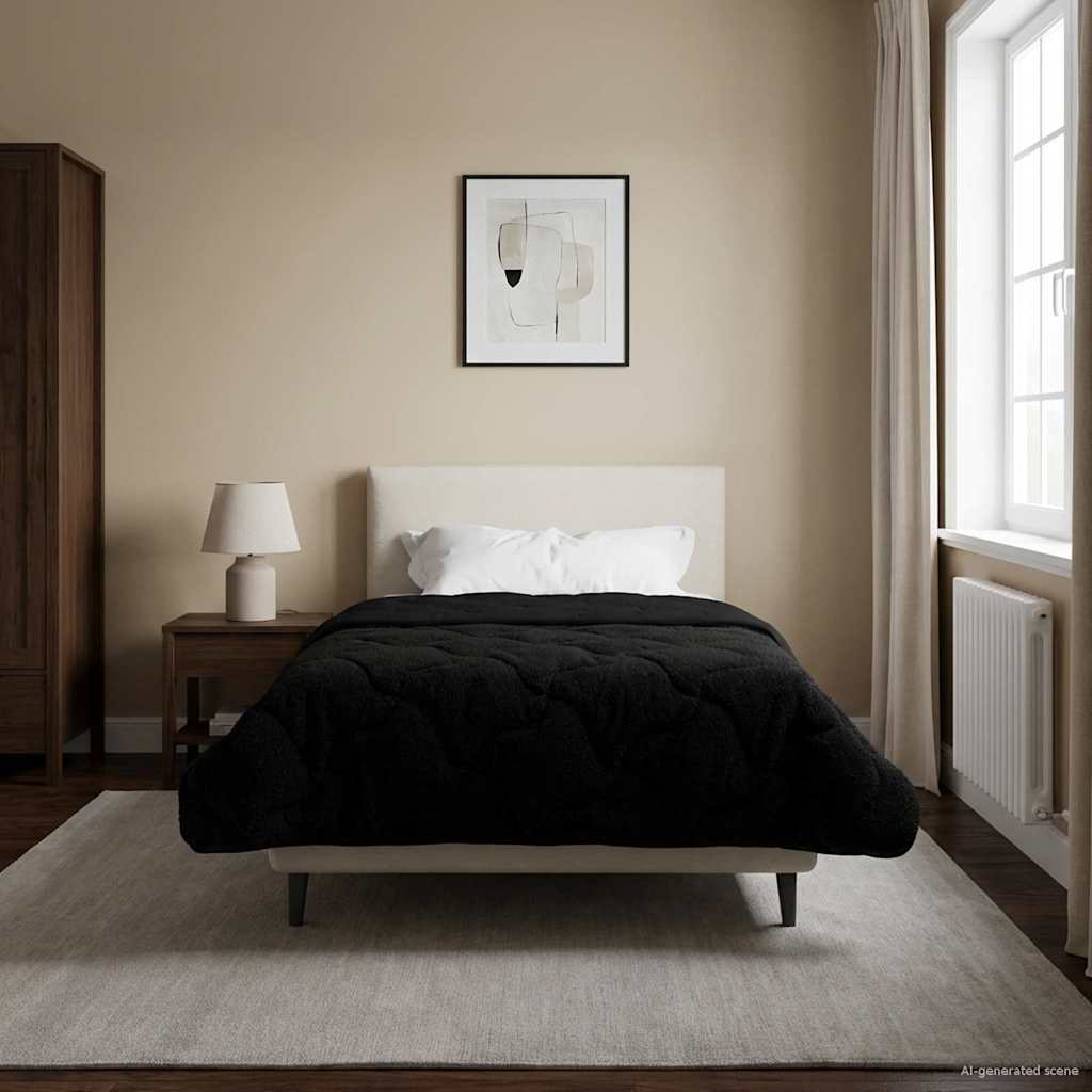 Sommerdecke Anthrazit 135 x 200 cm Mikrofaser und Teddy-Fleece