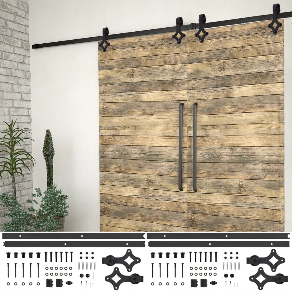 Schiebetürbeschlag-Set SKIEN 183 cm Stahl Schwarz