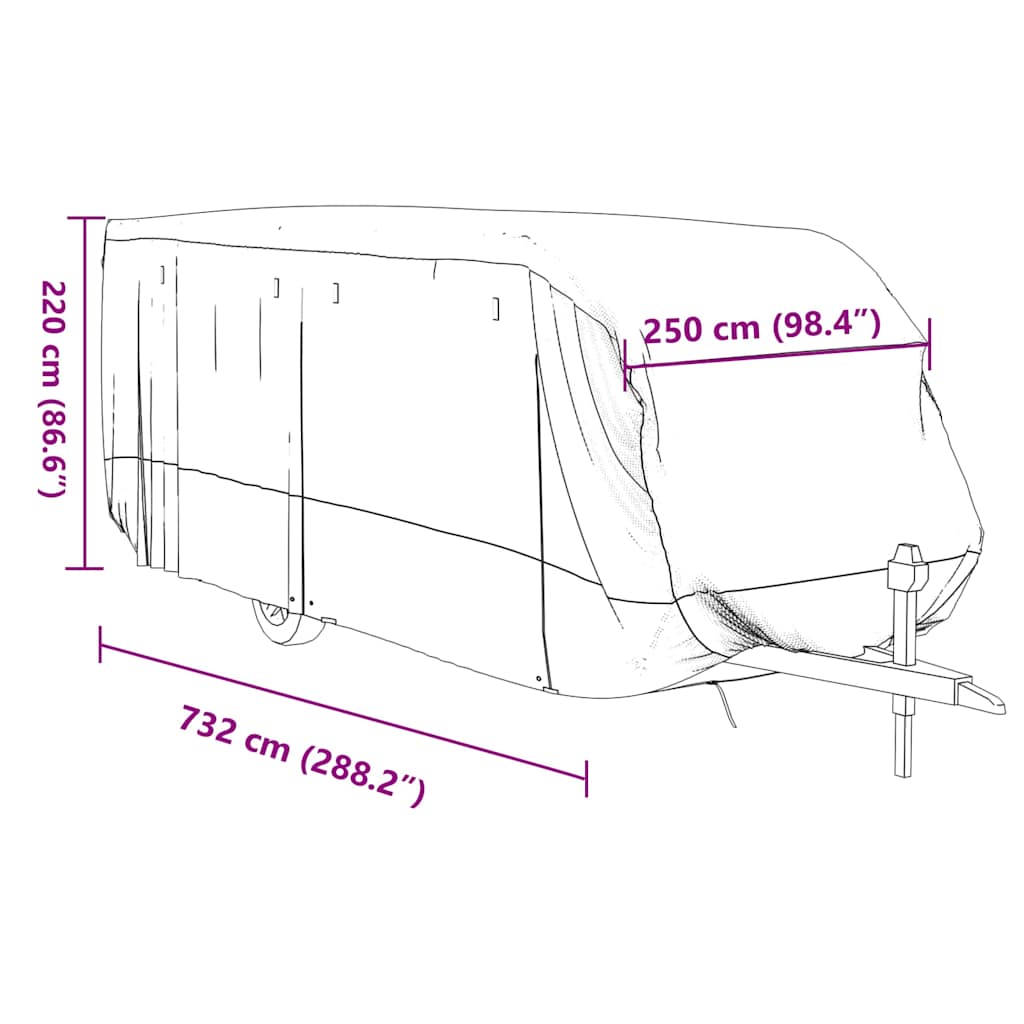 Schutzhülle für Wohnwagen Grau 460x250x220 cm Vliesstoff
