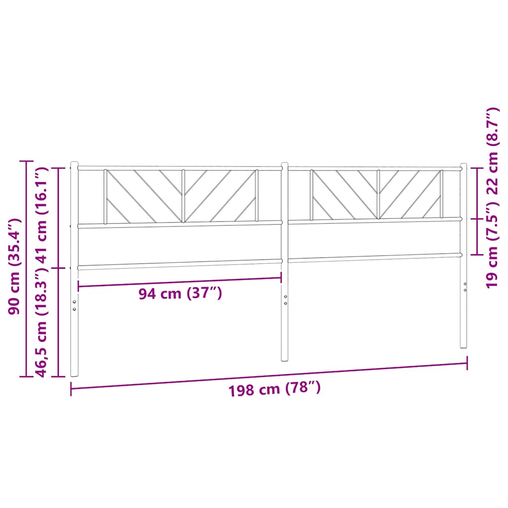 Ersatz-Kopfteil Metall Schwarz 100 cm