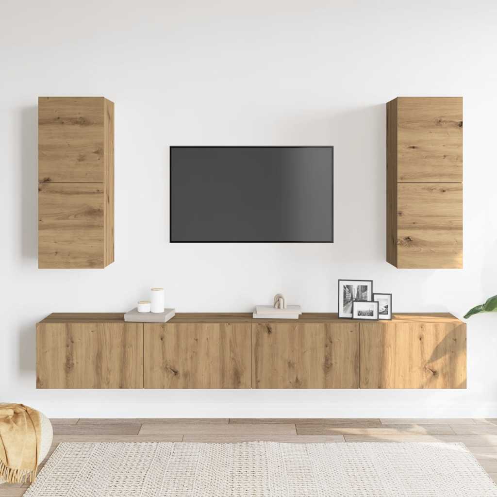 4-tlg. TV-Schrank-Set Weiß Holzwerkstoff