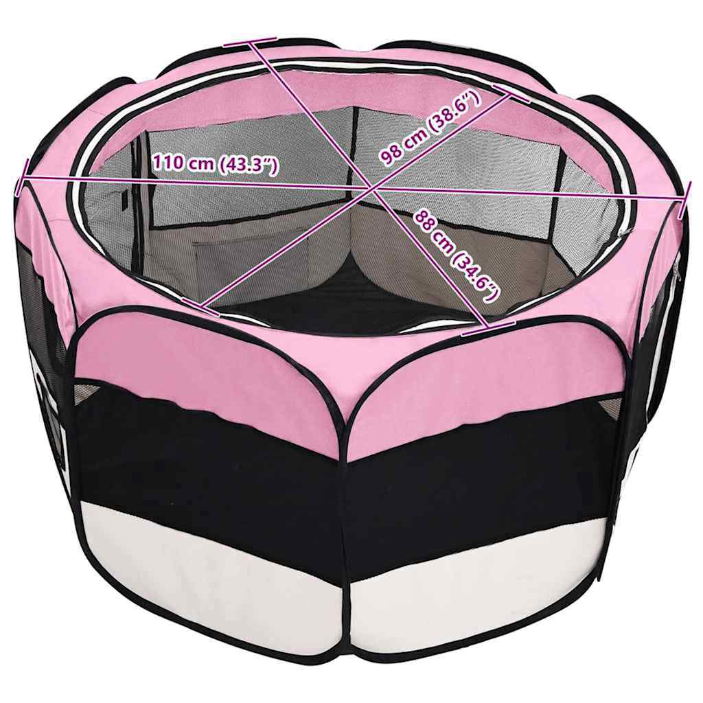 Faltbarer Welpenlaufstall mit Tragetasche Schwarz 90x90x58 cm