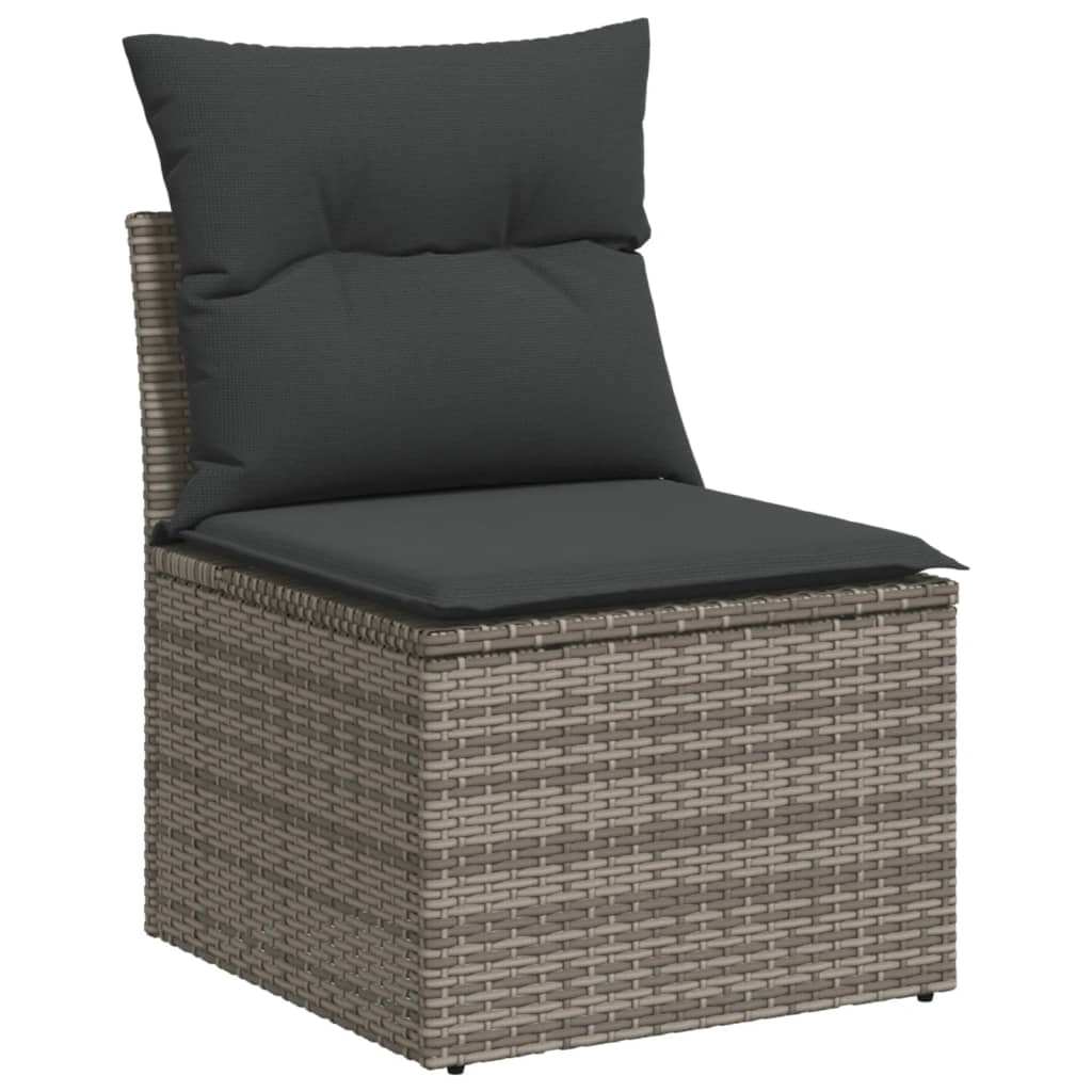 13-tlg. Garten-Sofagarnitur mit Kissen Schwarz Poly Rattan