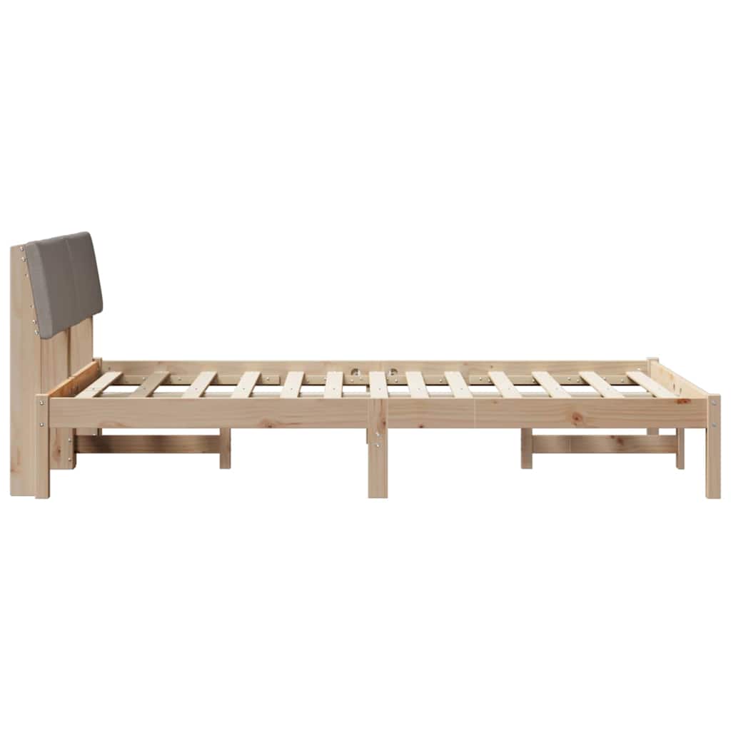 Bettgestell Braun und hellgrau 200 x 200 cm Massivholz Kiefer
