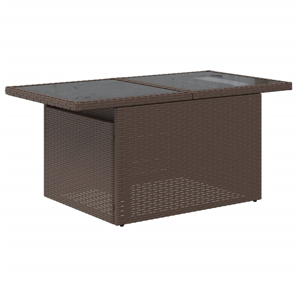 10-tlg. Garten-Sofagarnitur mit Kissen Beige Poly Rattan