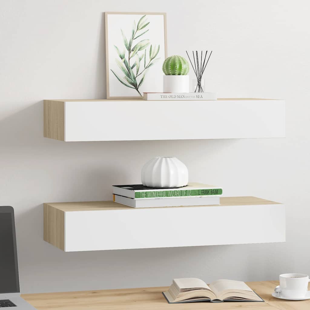 Wandregal mit Schublade Weiß 40x23,5x10 cm MDF
