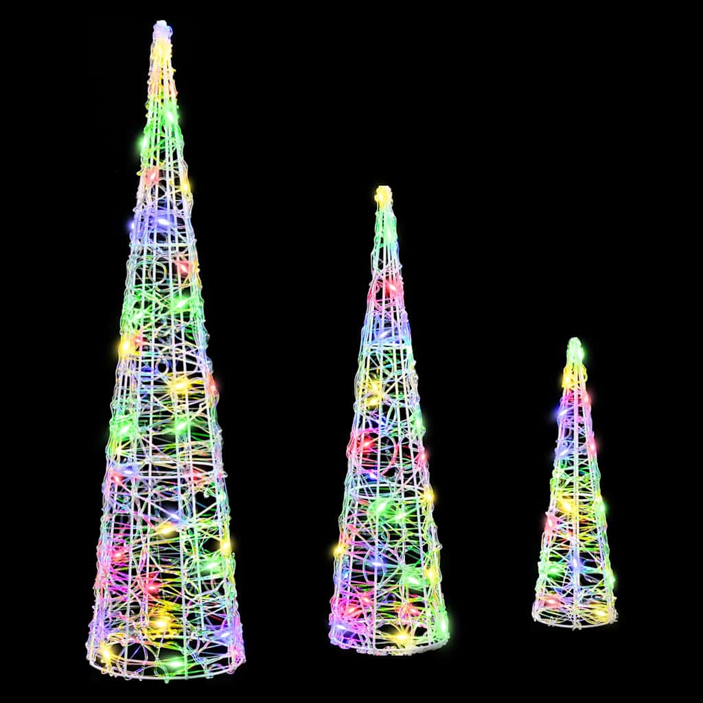 Weihnachtsbaum mit 90 LEDs 3 pcs Warmweiß 20 x 20 x 80 cm Acryl