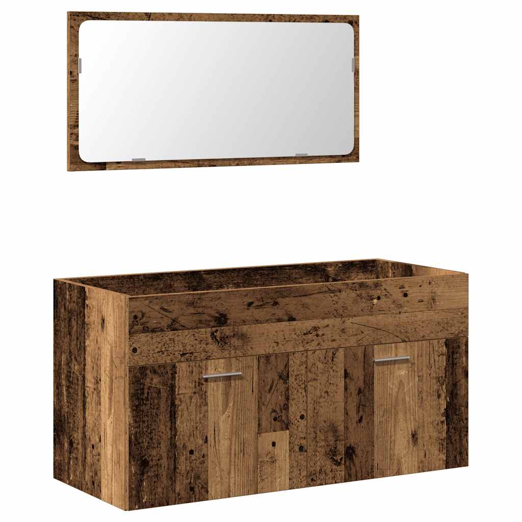 2-tlg. Badmöbel-Set Weiß Holzwerkstoff