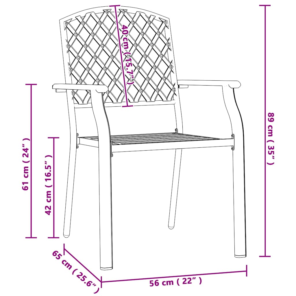 Gartenstuhl 2 pcs Anthrazit 56 x 65 x 89 cm Stahl