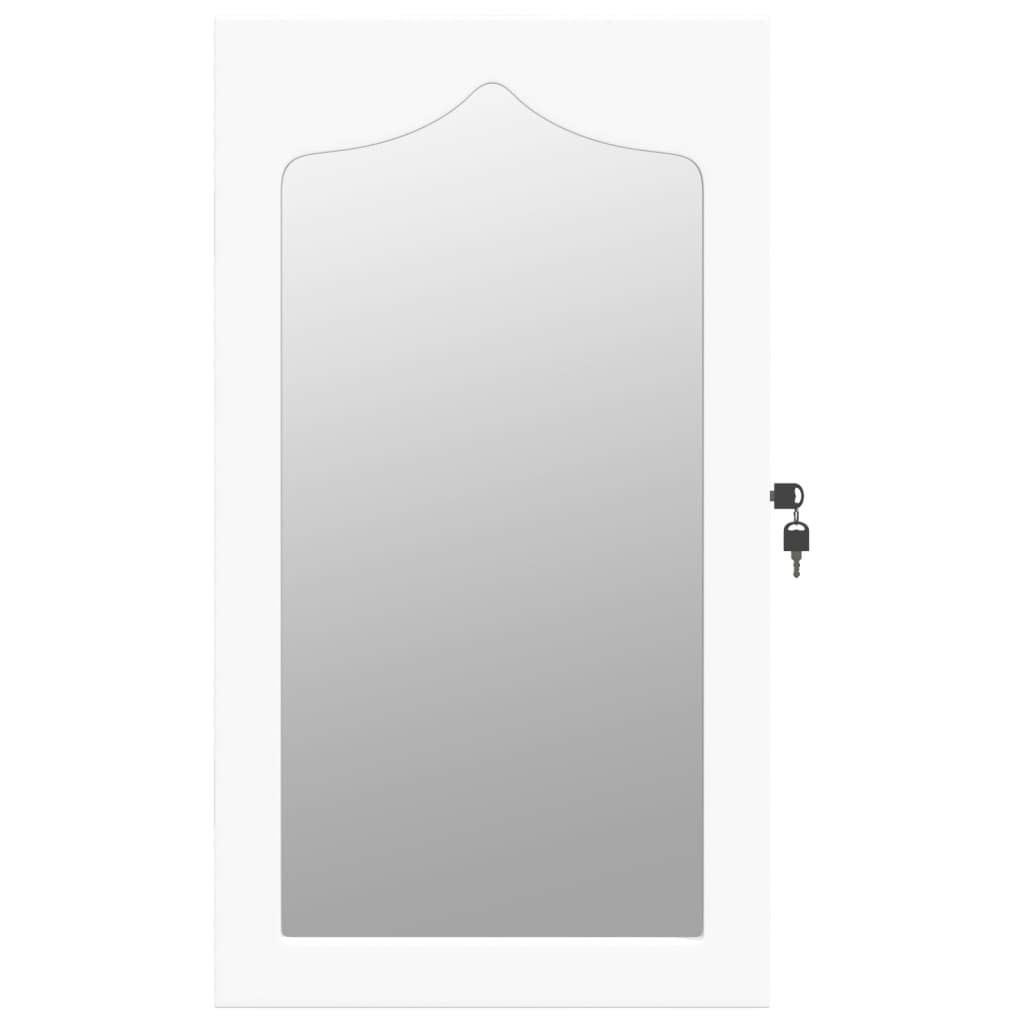 Schmuckschrank mit Spiegel Wandmontage Weiß 37,5x10x106 cm