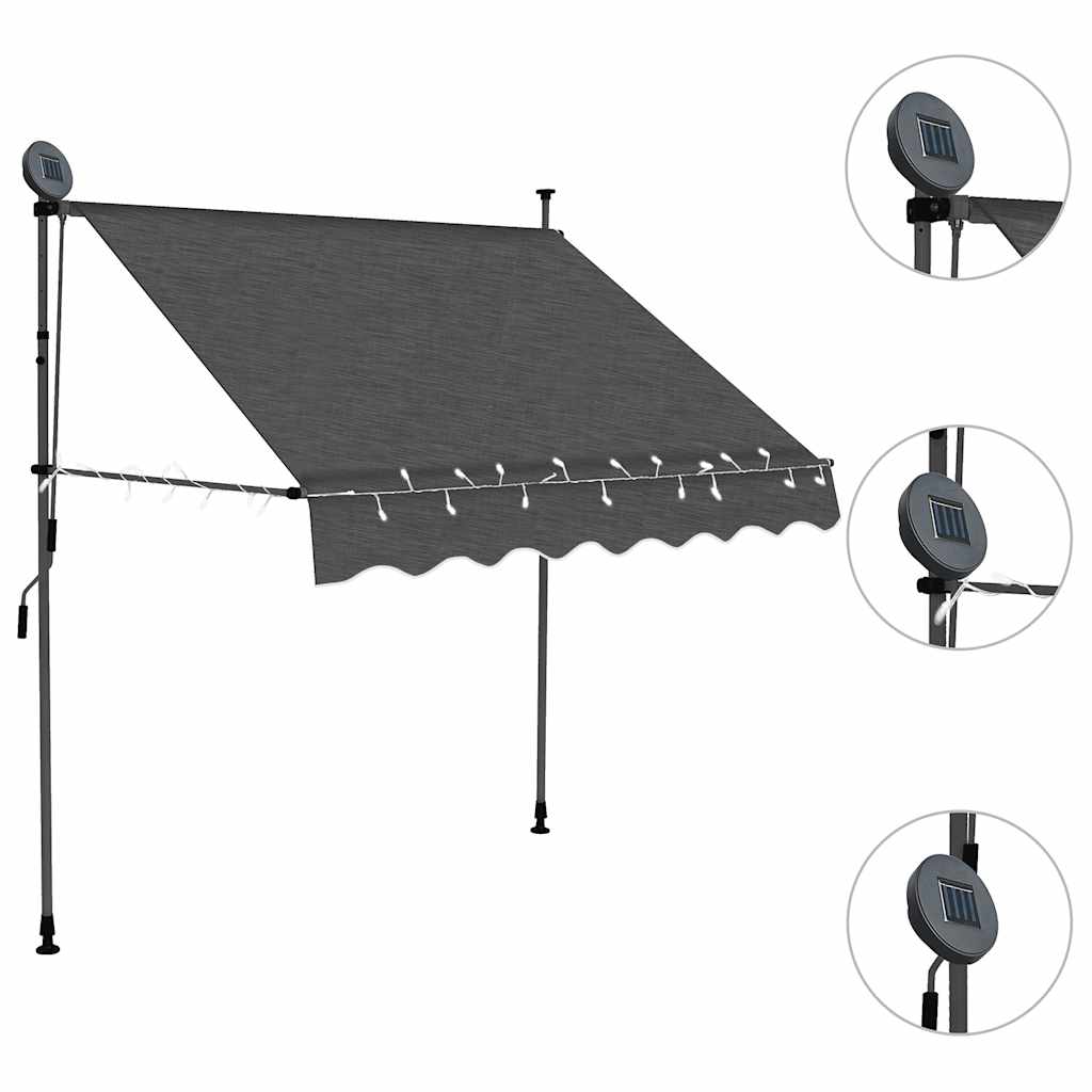 Einziehbare Markise Handbetrieben mit LED 100 cm Blau und Weiß