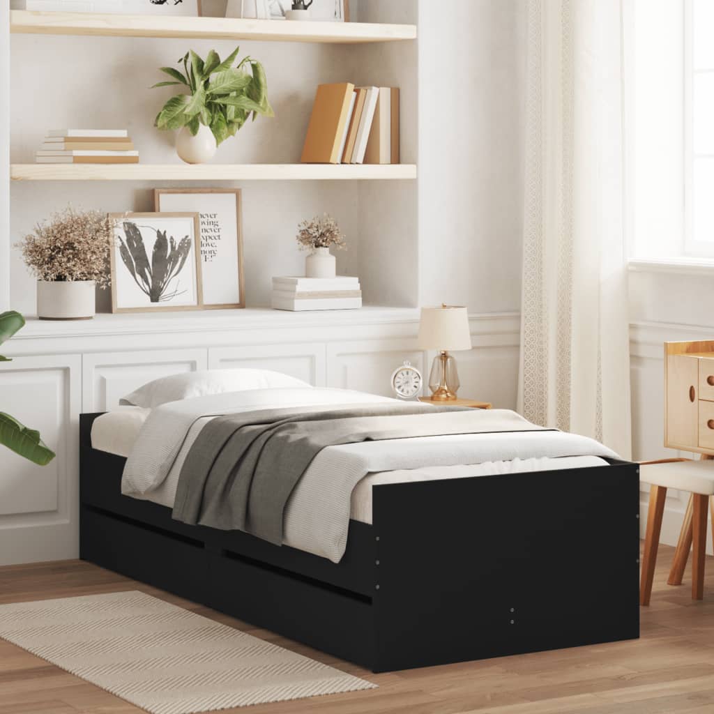 Bett mit Schubladen Braun Eiche-Optik 75x190 cm