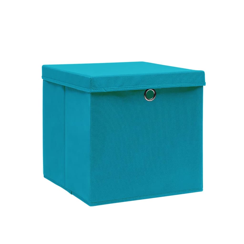Aufbewahrungsboxen mit Deckeln 10 Stk. 28x28x28 cm Schwarz