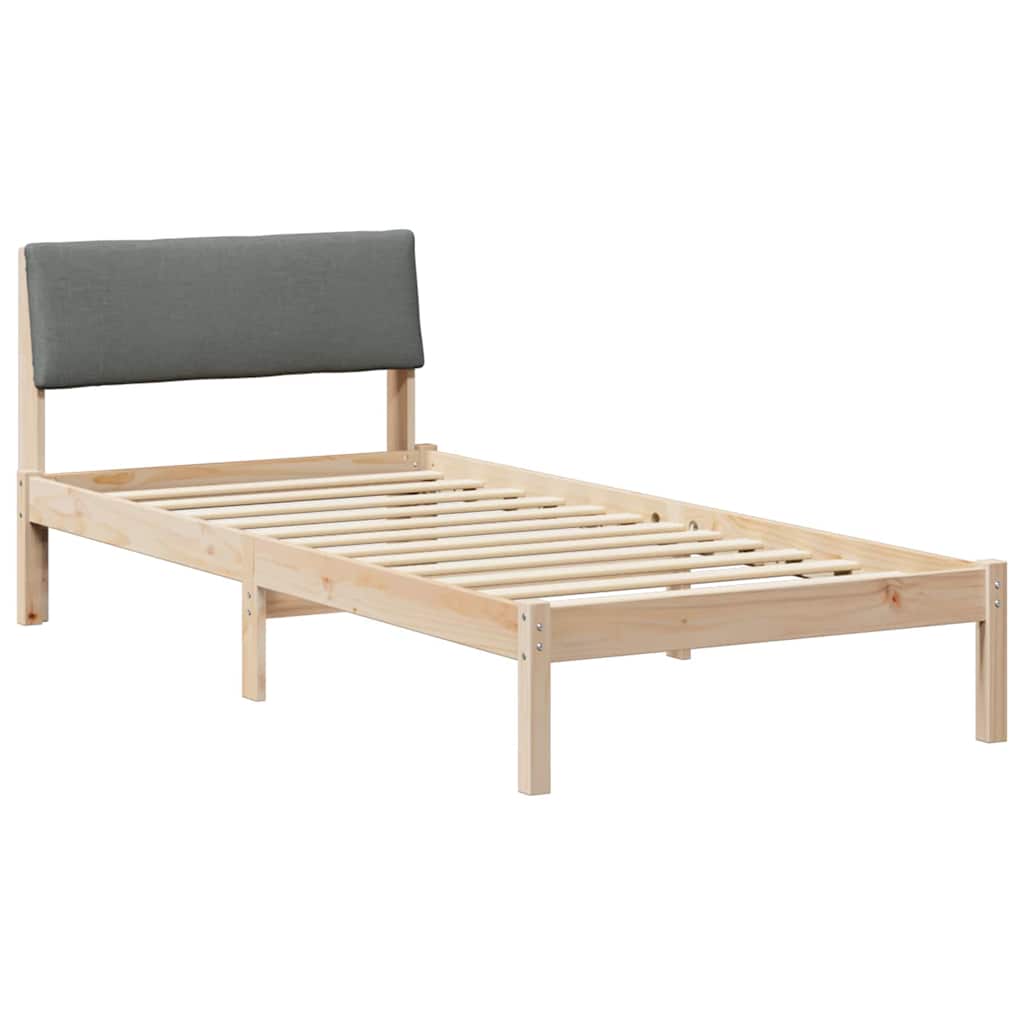 Bettgestell Braun und hellgrau 200 x 200 cm Massivholz Kiefer