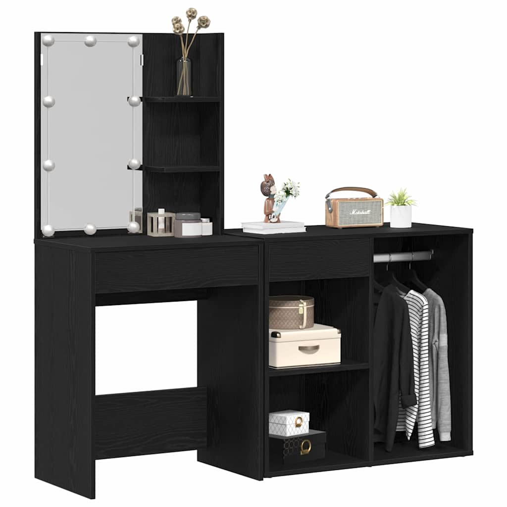 LED-Schminktisch mit Schrank Weiß Holzwerkstoff