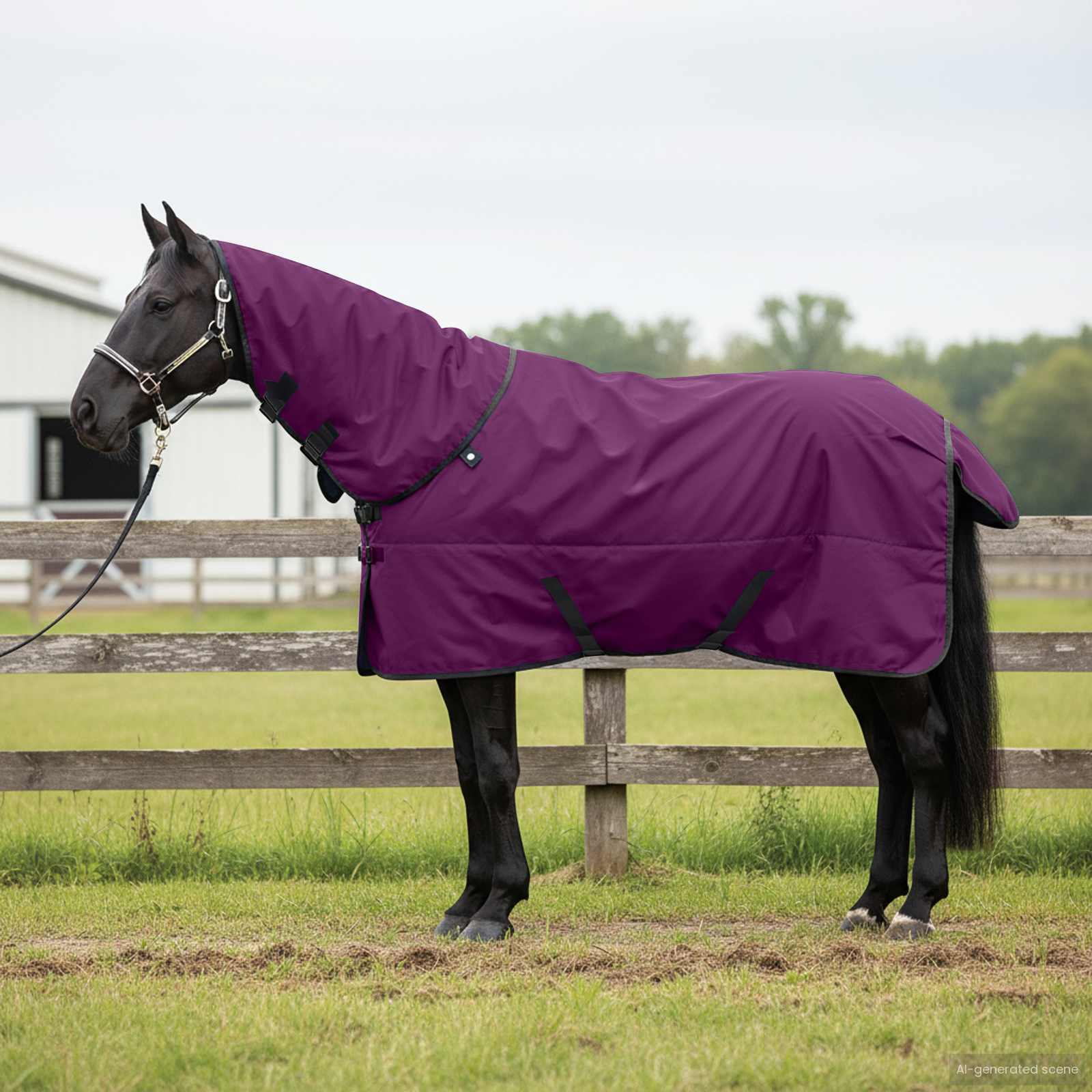 Pferdedecke Dunkelgrün und Schwarz 75 cm Polyester
