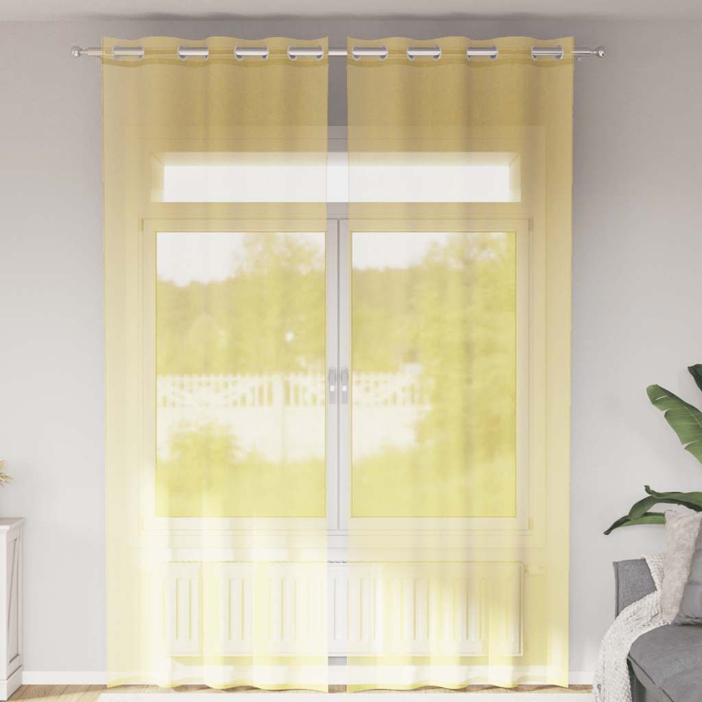 Voile Vorhänge mit Ösen 2 Stk. Apfelgrün 140x140 cm