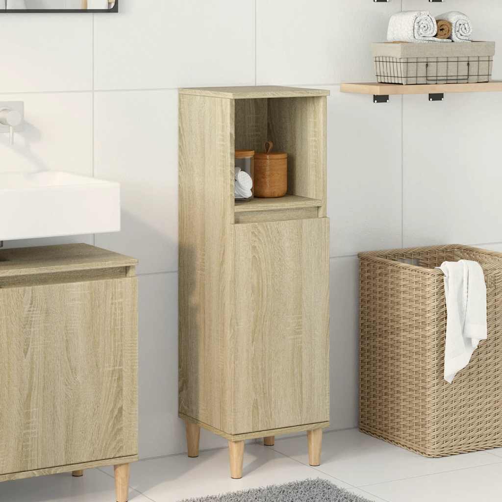 Badschrank Weiß 30x30x100 cm Holzwerkstoff