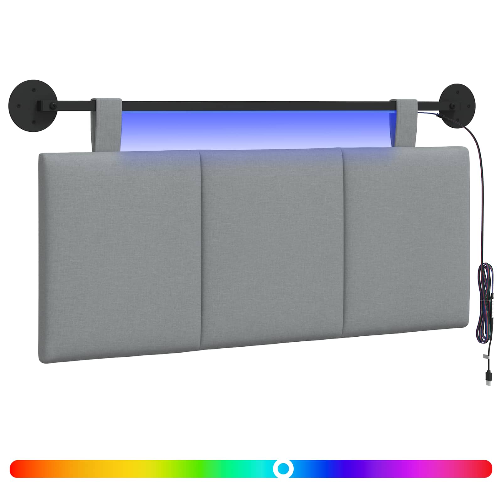 Hängendes Kopfteil Mit LED Licht Wolkengrau Stoff