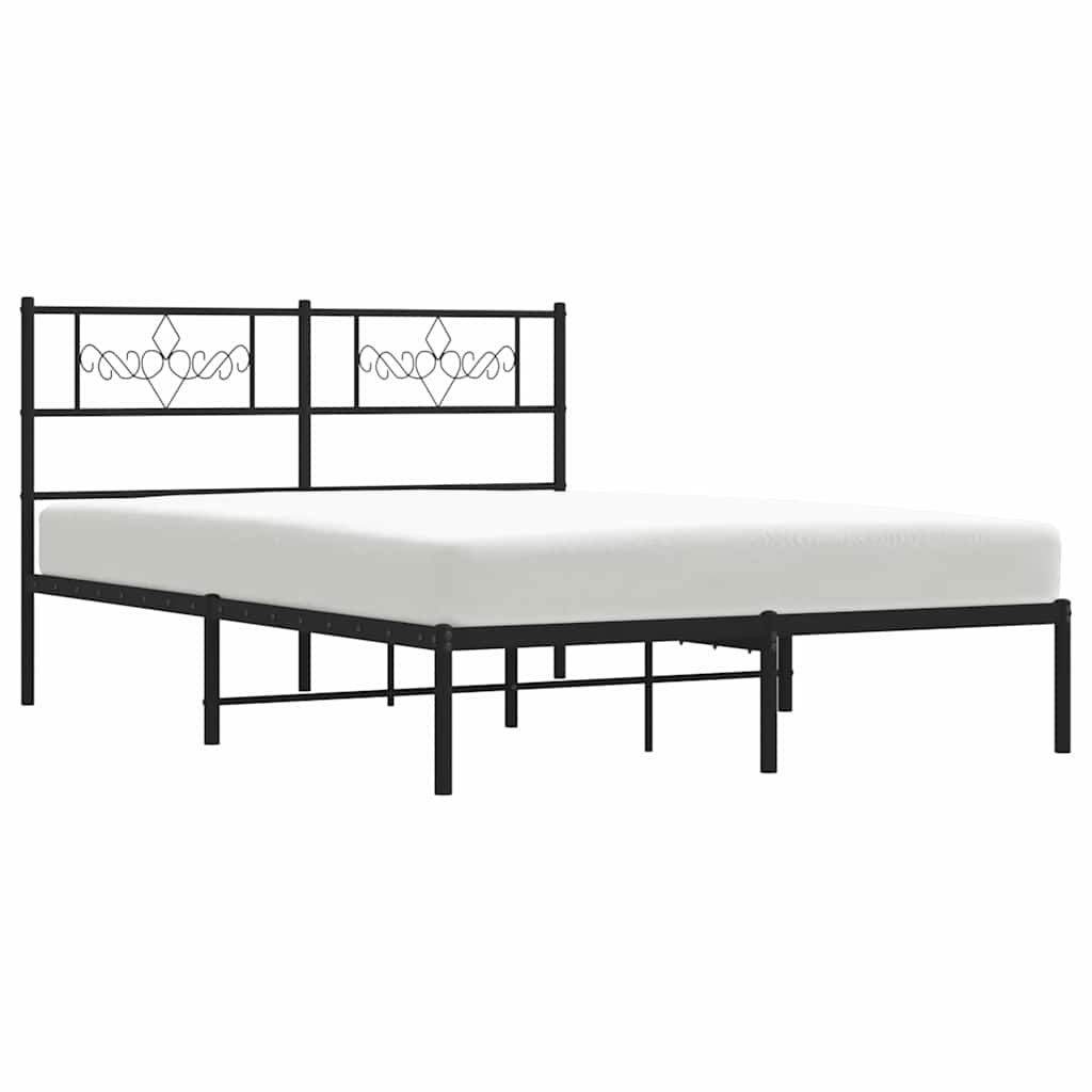 Bettgestell mit Kopfteil Metall Schwarz 100x190 cm