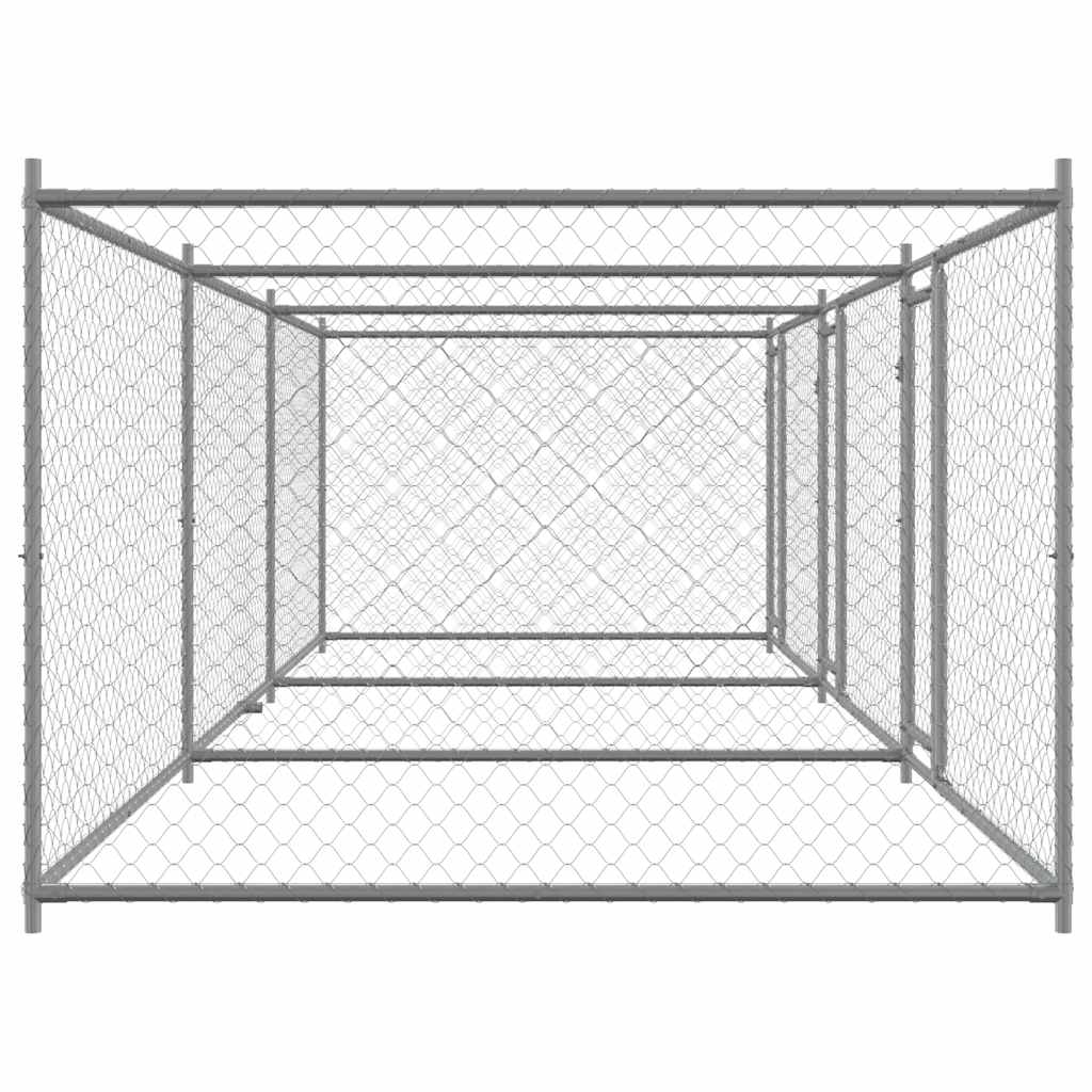 Hundezwinger mit Tür Grau 2x2x1,5 m Verzinkter Stahl