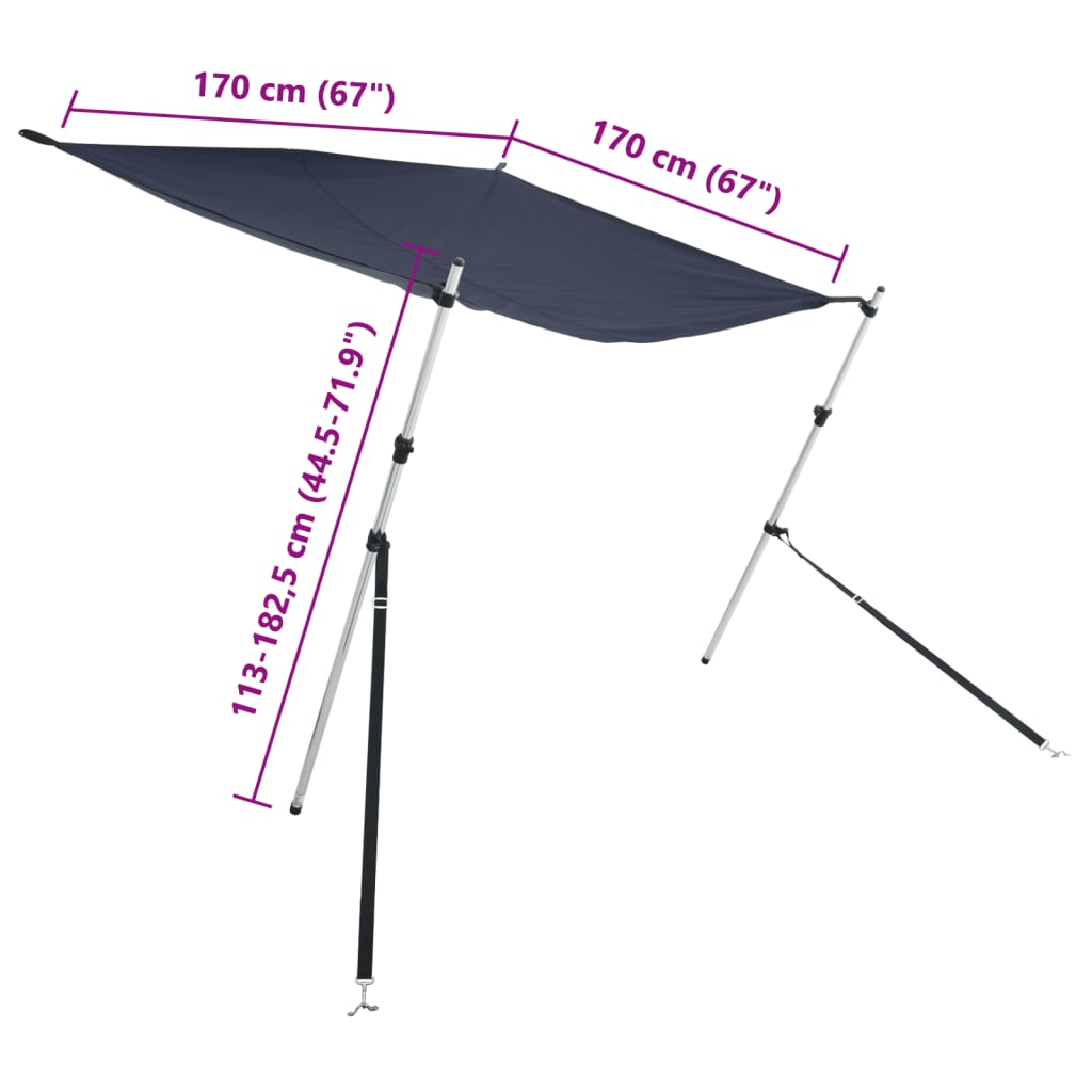 T-Top-Beschattungsverlängerung Weiß 170x170x(113-182,5) cm