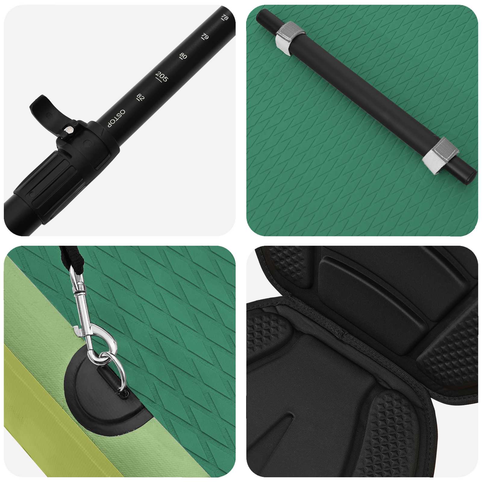 SUP Board mit Sitz 2-in-1 POSEIDON 305 x 76 x 15 cm Grün für