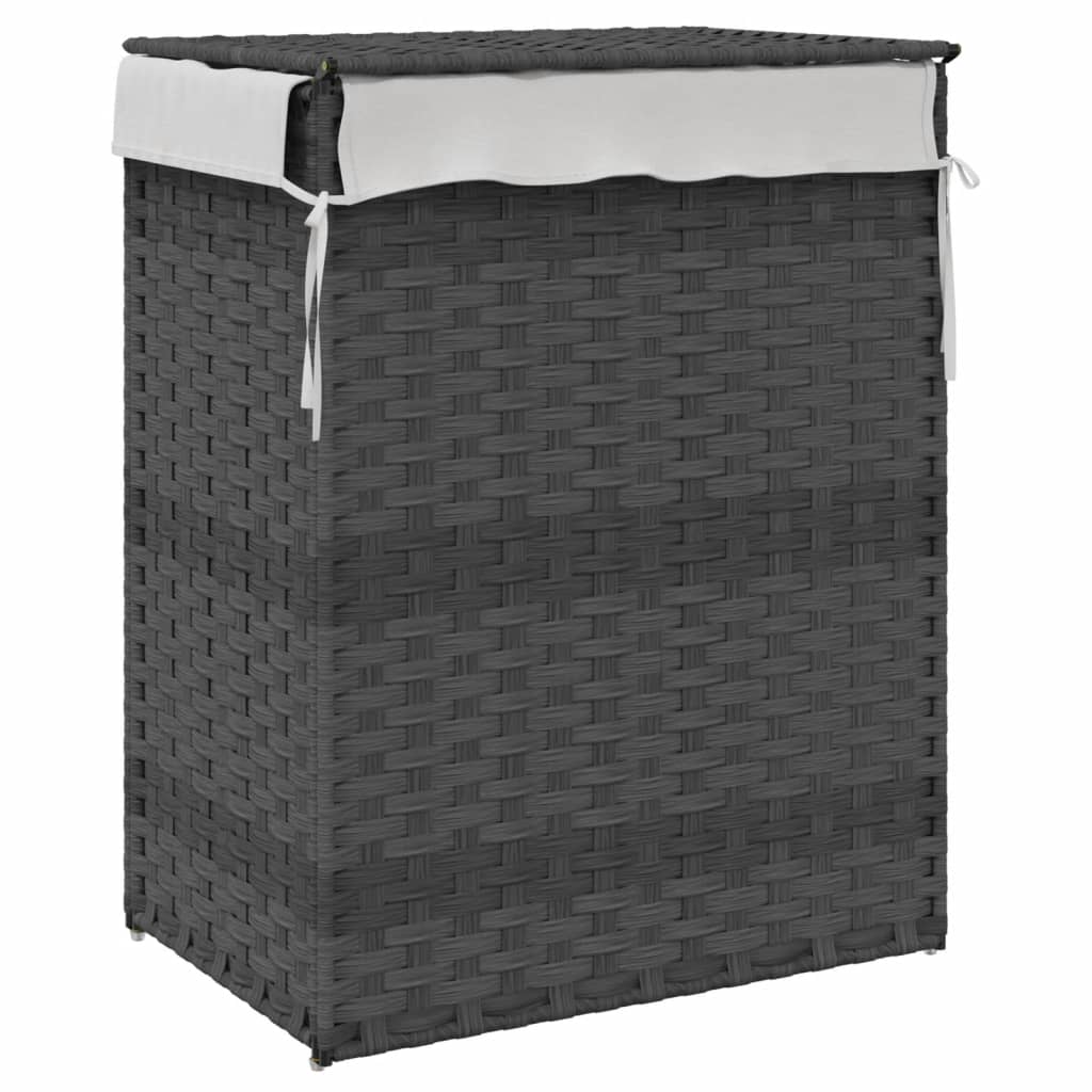 Wäschekorb mit Deckel 46x33x60 cm Poly Rattan