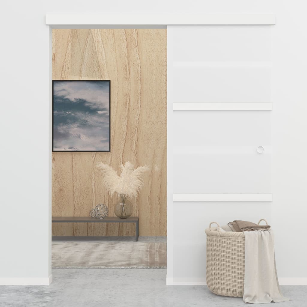 Schiebetür ESG-Glas und Aluminium 76x212 cm Silbern