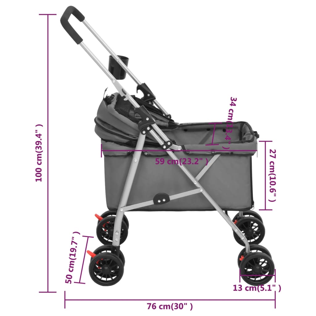 Hundewagen Faltbar Blau 76x50x100 cm Oxford-Gewebe