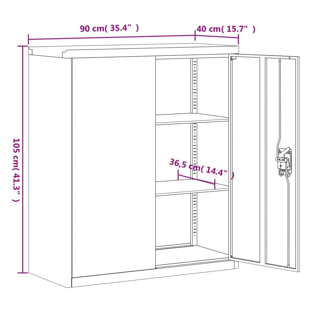 Aktenschrank Weiß 90x40x110 cm Stahl