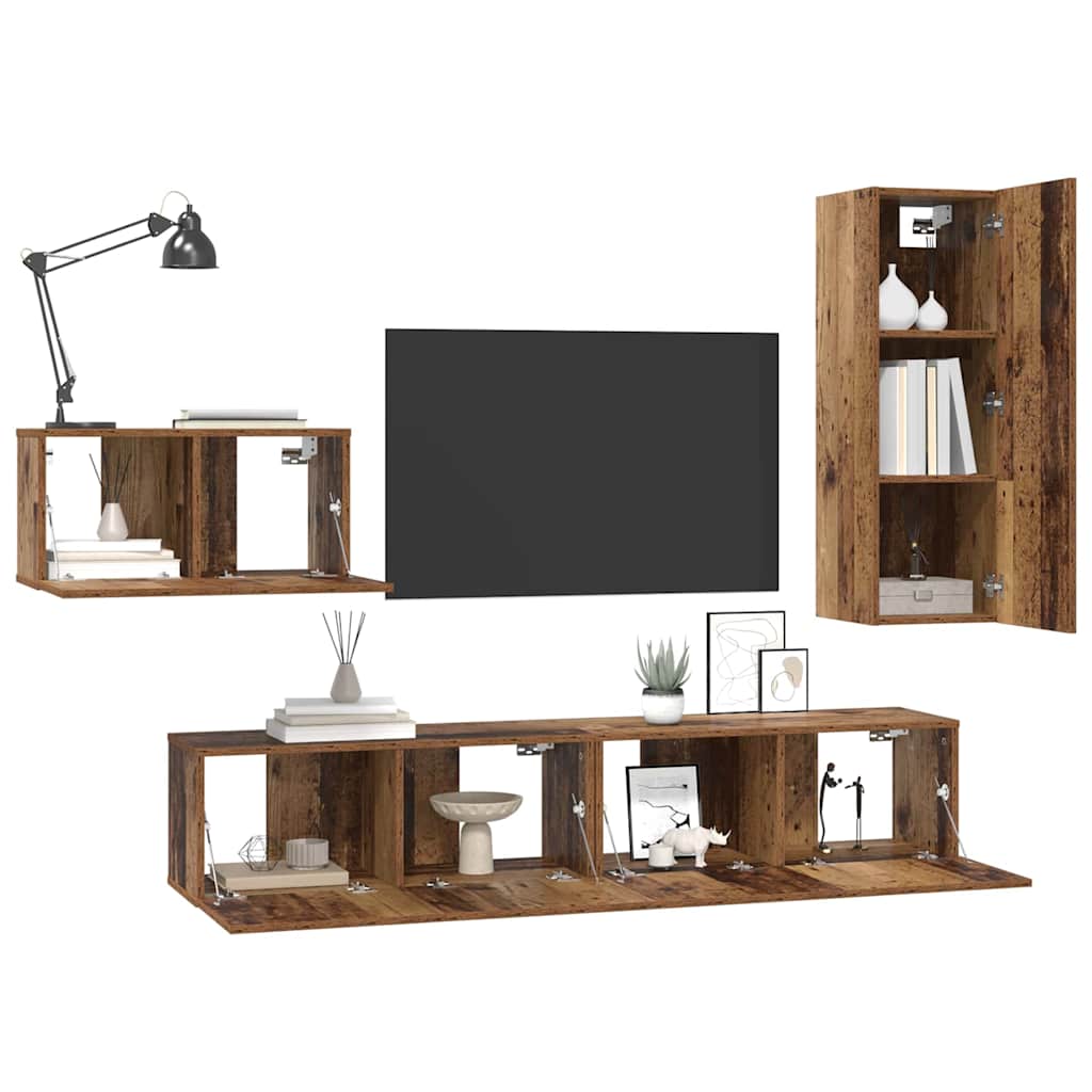 4-tlg. TV-Schrank-Set Weiß Holzwerkstoff