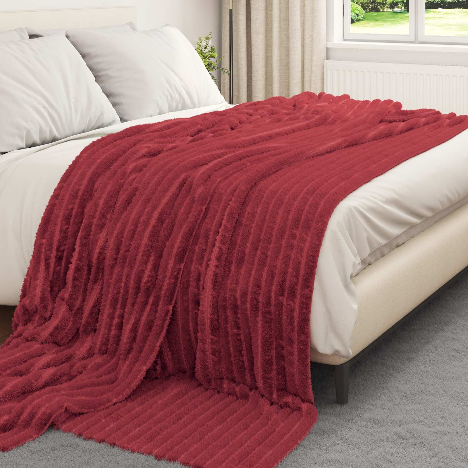 Überwurfdecke Beige 150 x 130 cm Fleece