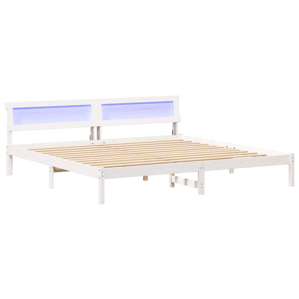 Bettgestell mit Kopfteil Braun 200 x 200 cm Massivholz Kiefer