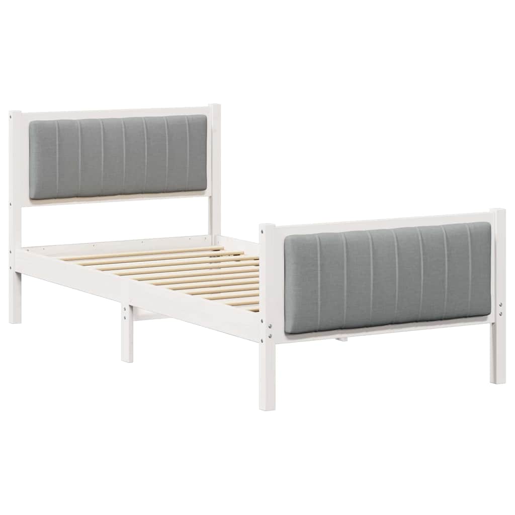 Bettgestell Braun und hellgrau 200 x 200 cm Massivholz Kiefer