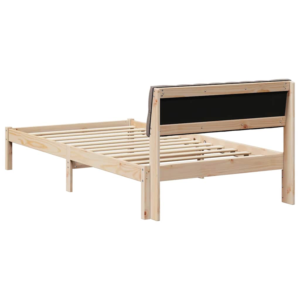 Bettgestell Braun und hellgrau 200 x 200 cm Massivholz Kiefer