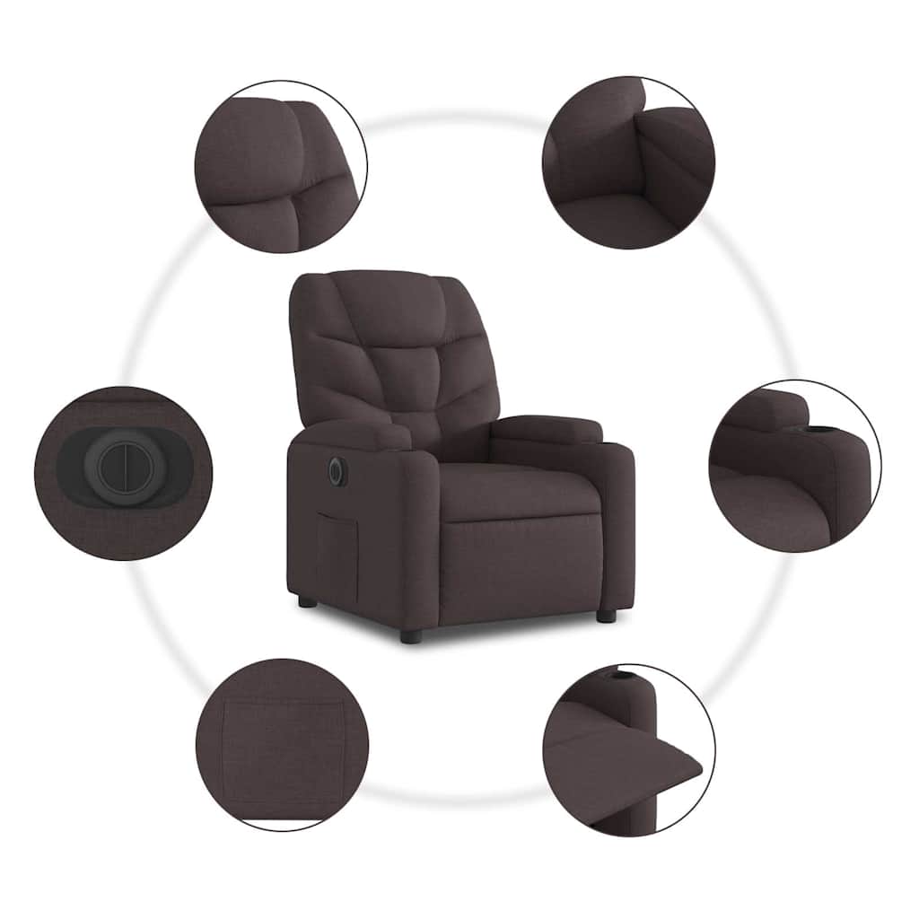 Relaxsessel Elektrisch Dunkelgrau Stoff