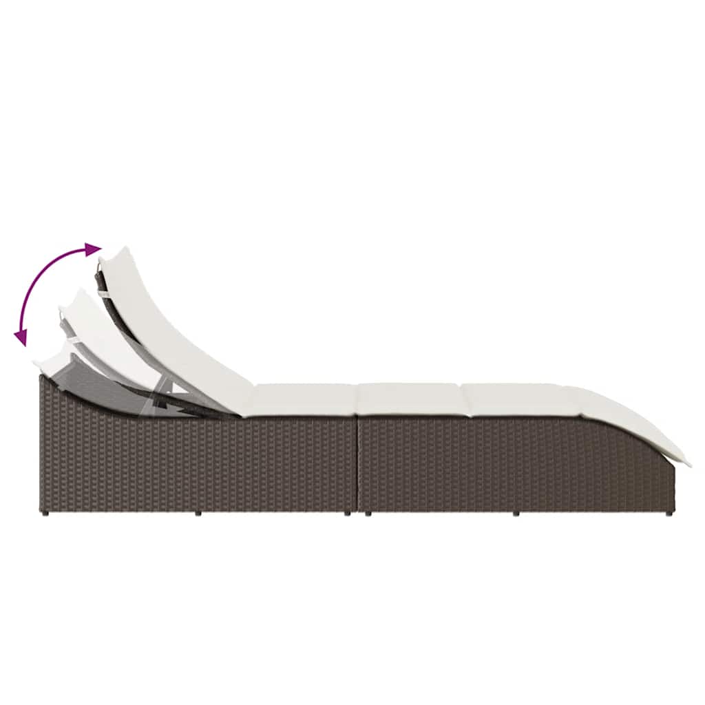 Klappliege mit Auflage und Stauraum Schwarz Poly-Rattan