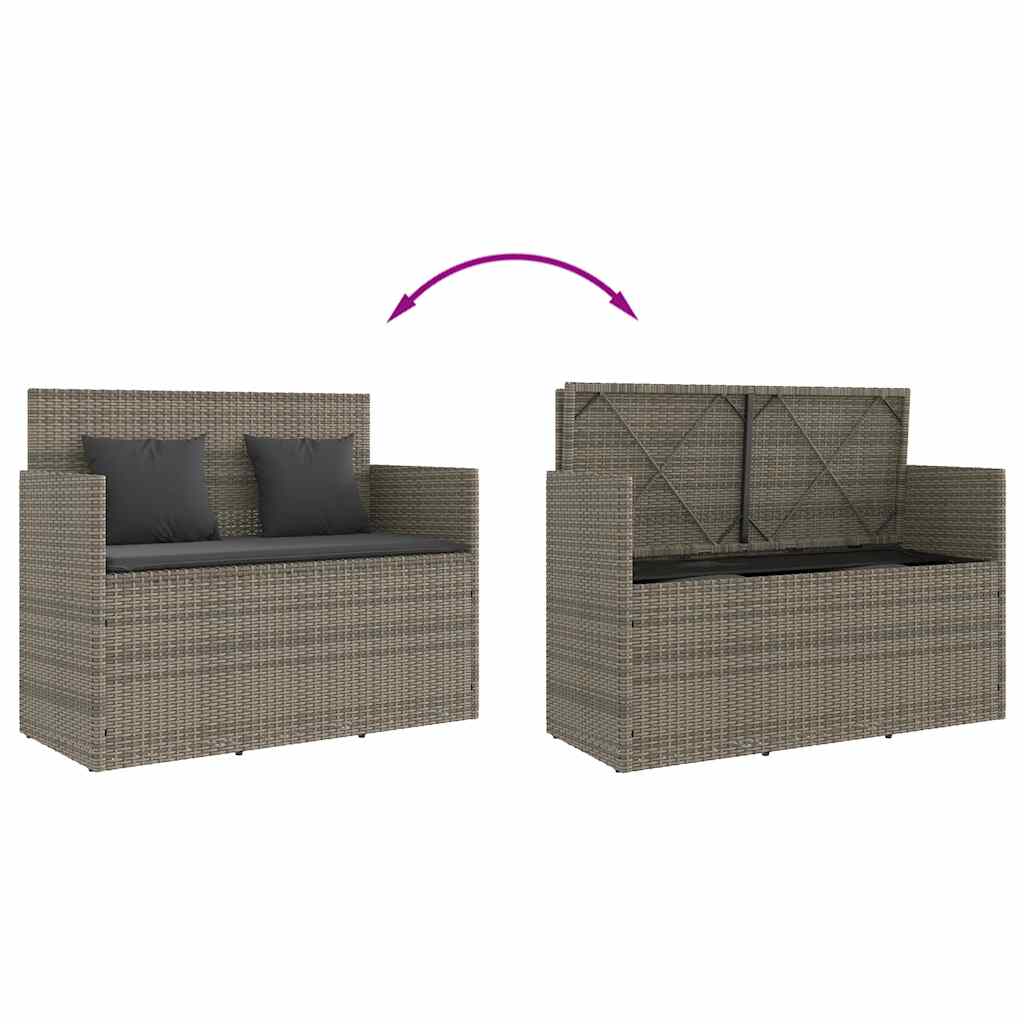 Gartenbank mit Kissen Schwarz Poly Rattan