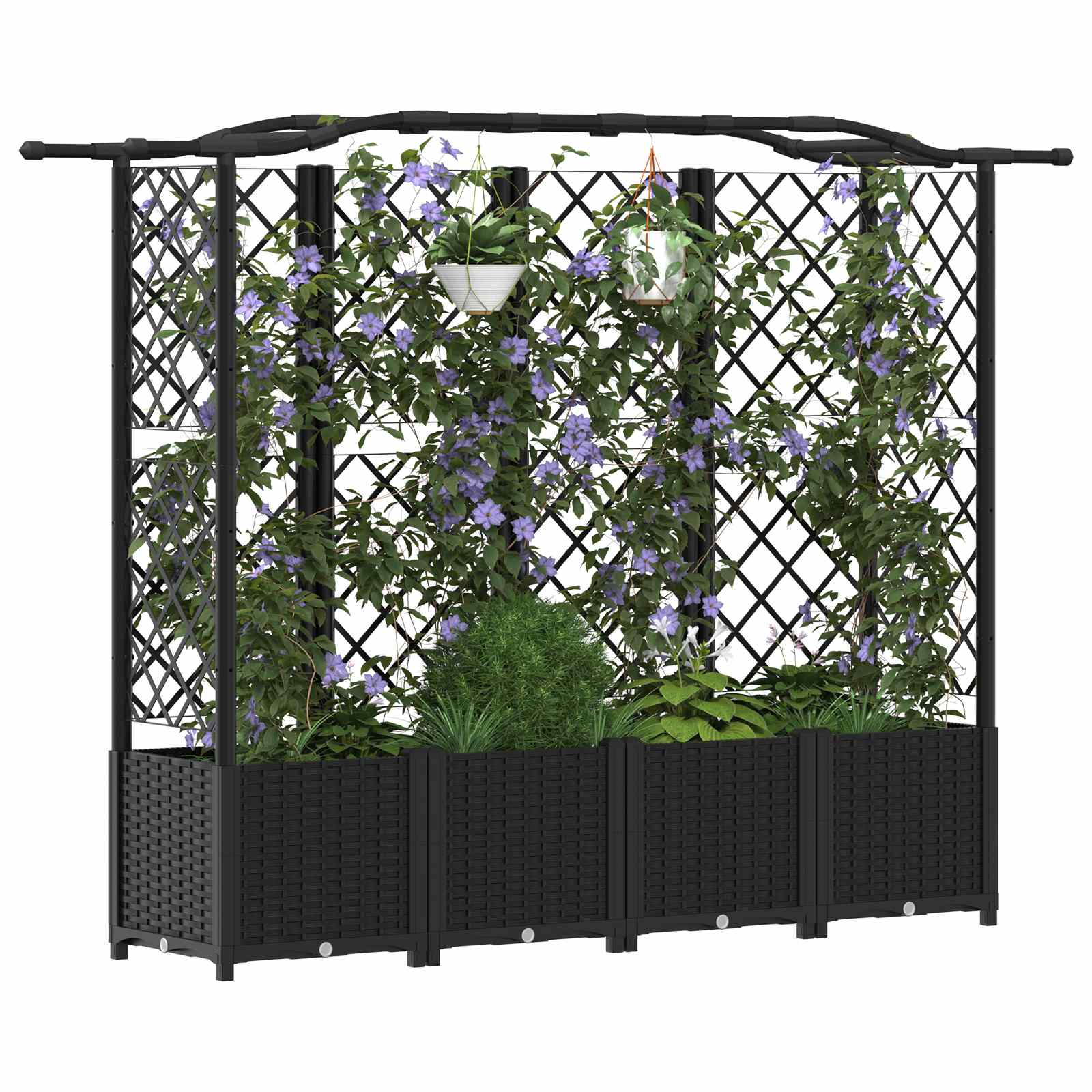 Hochbeet mit Rankgitter und Dach Braun 124 x 40 x 123 cm PP