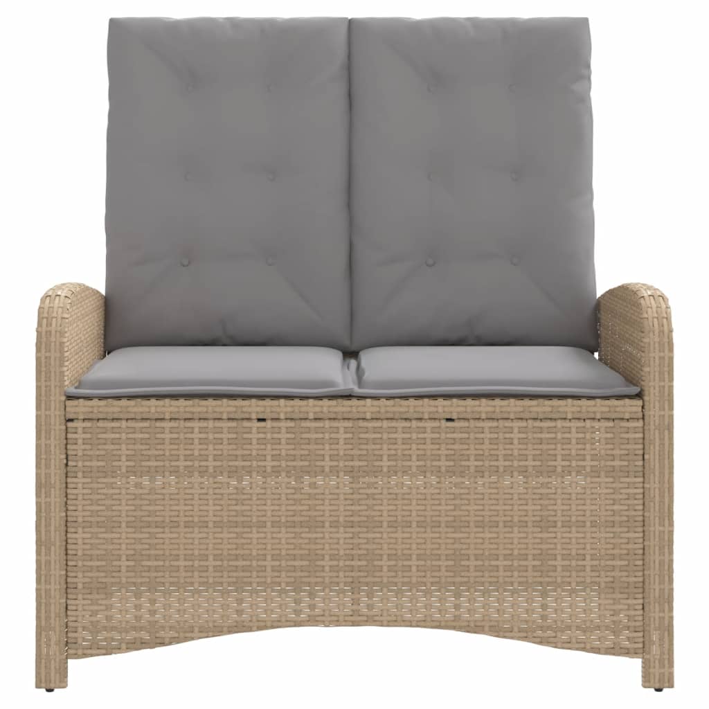 Gartenbank Verstellbar mit Kissen Schwarz Poly Rattan