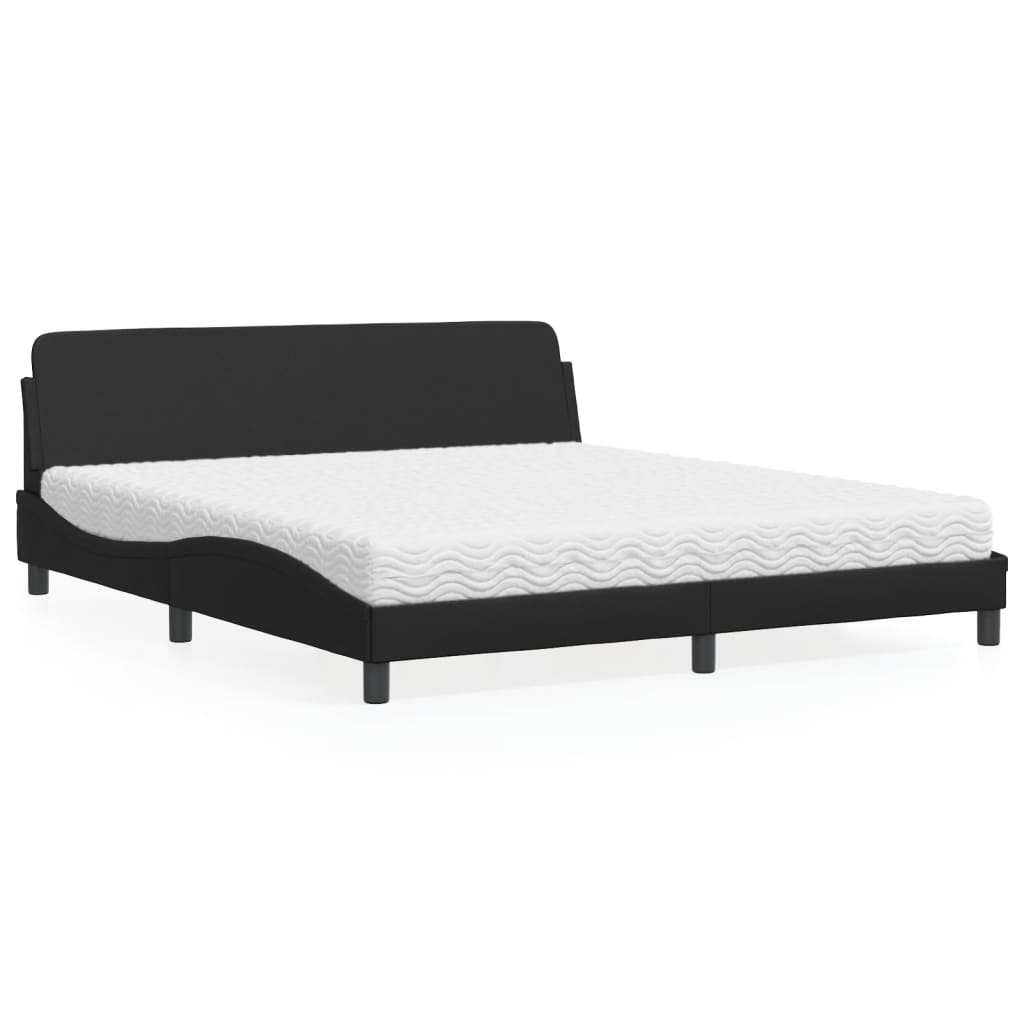 Bett mit Matratze "Dover" Schwarz 80x200 cm Kunstleder
