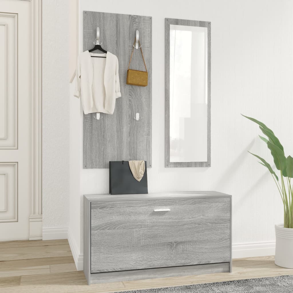 Garderoben Flur 3-in-1 Schuhschrank Schuhkipper Spiegel
