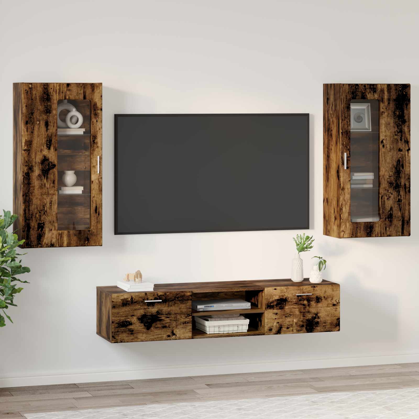 Highboard mit Regal FLORIN Weiß 60 x 35 x 182 cm Holzwerkstoff