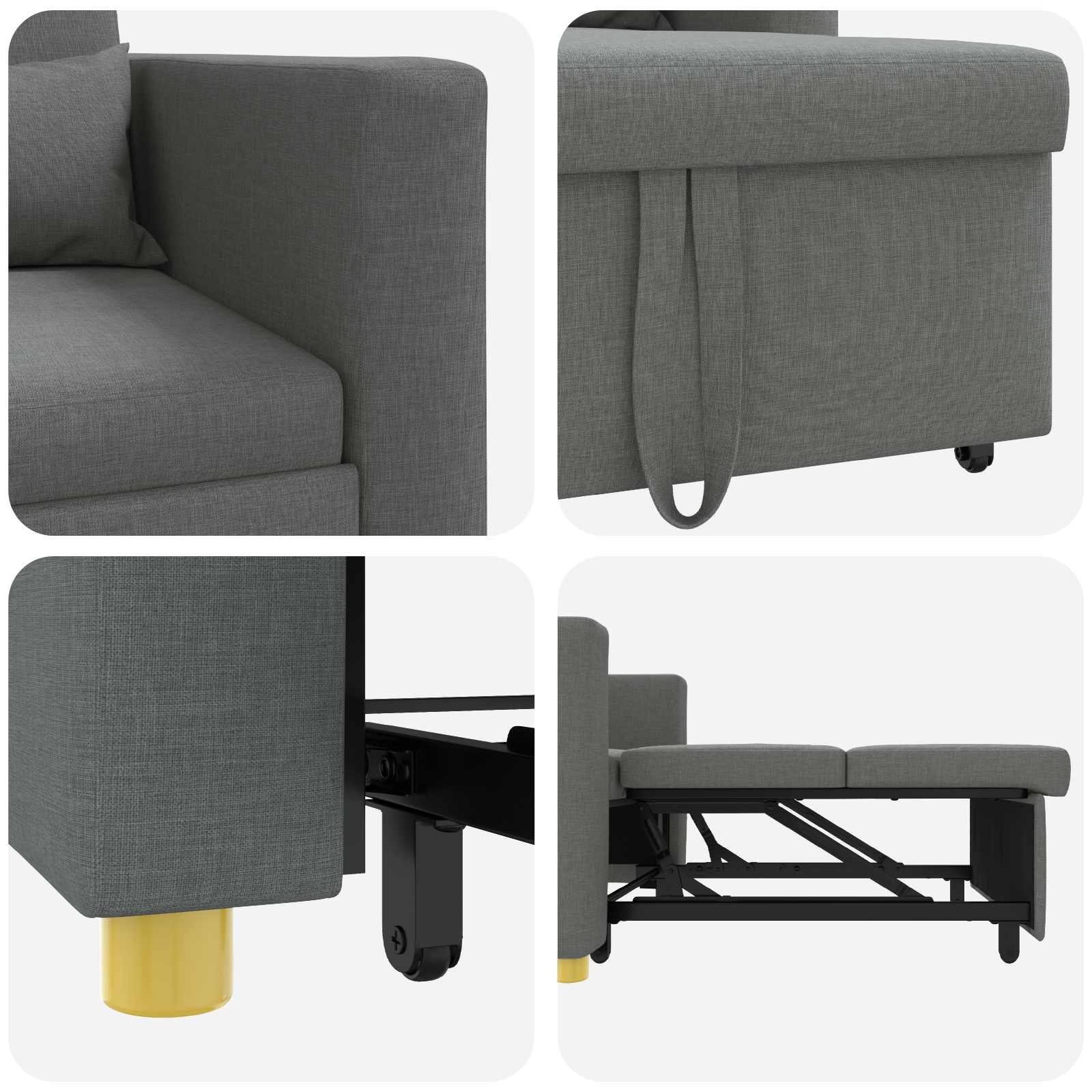 Ausziehbare Schlafcouch Einzel Hellgrau 90 x 165 x 87 cm Stoff